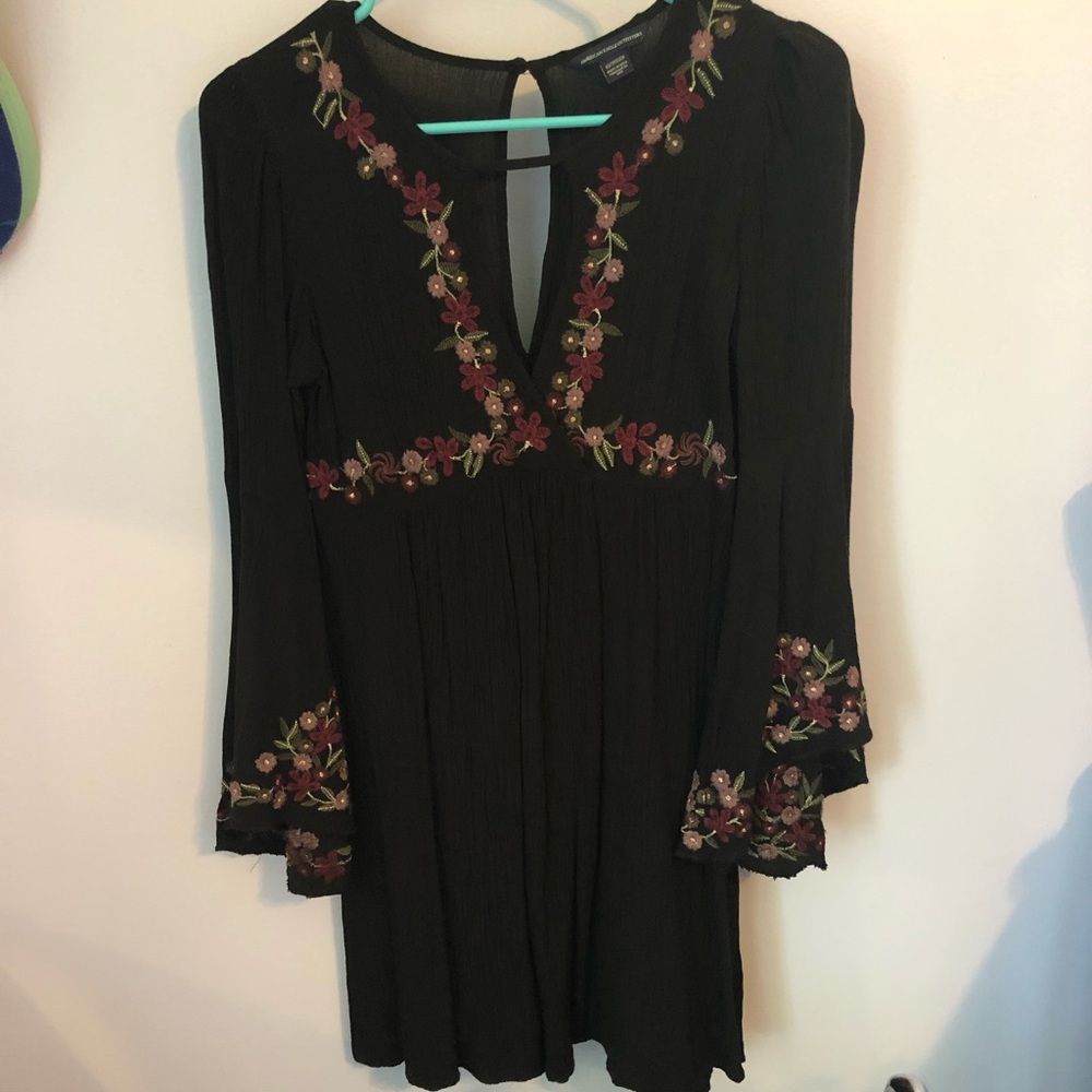 American Eagle black flowered dress WORN ONCE!